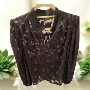 Banana Republic Black Sheer Lace Blouse
